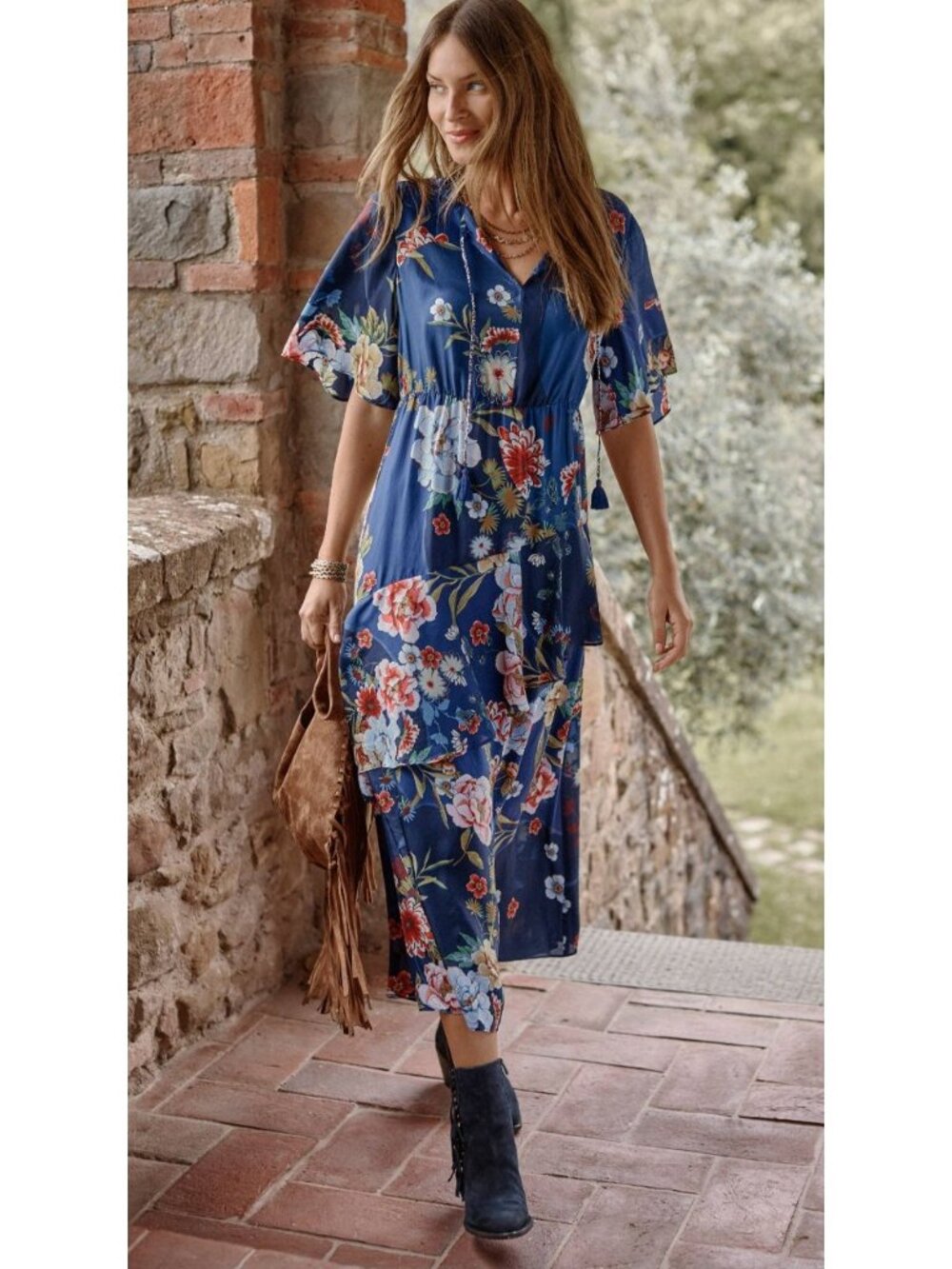 Johnny Was $398  Florean Dress Tiered Silk Floral Maxi Size XL